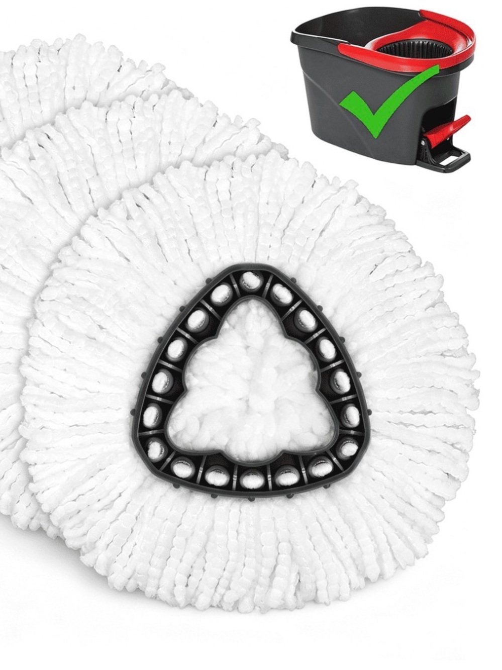 Reusable White Microfiber Mop Pads - 3 Pack